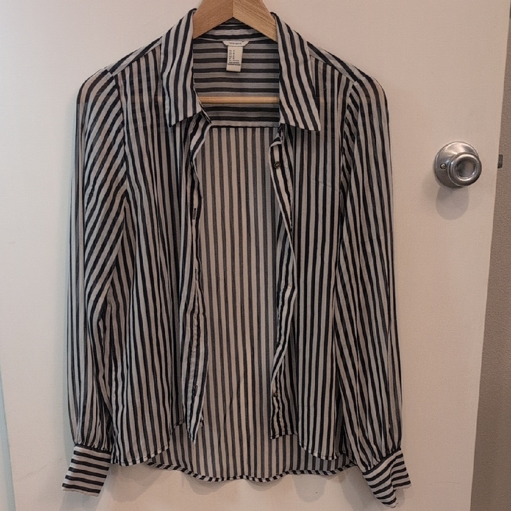 Forever 21 Navy and White Striped Shirt